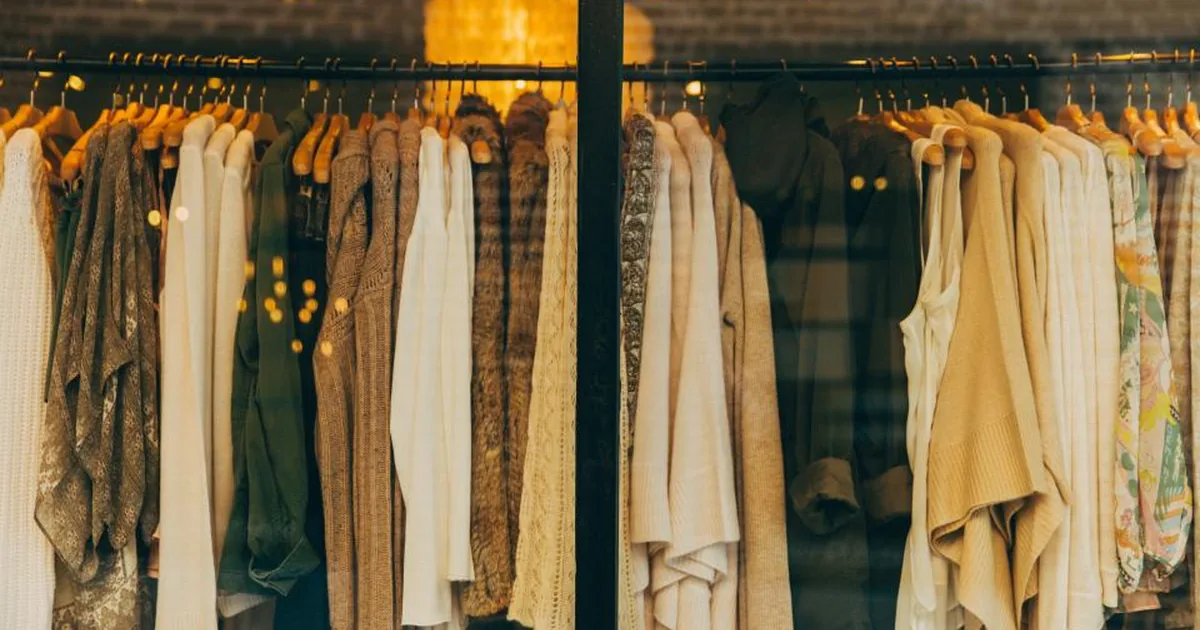 A rail of second-hand clothes ready to browse